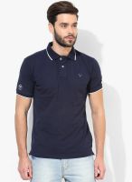 Allen Solly Navy Blue Solid Polo T-Shirt