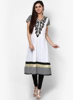 Aum White Embroidered Kurtis