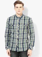 Breakbounce Green Checks Slim Fit Casual Shirt