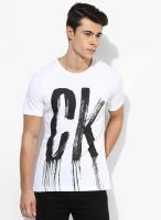 Calvin Klein Jeans White Printed Round Neck T-Shirt