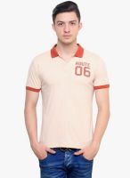 Camino Beige Solid Polo T-Shirt