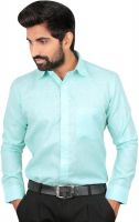 Caris Men's Solid Formal Green Shirt