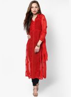Castle Red Embroidered Georgette Kurta