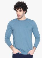 Cult Fiction Light Blue Solid Polo T-Shirt