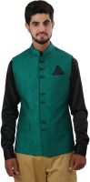 Ethnic Monarch Sleeveless Solid Men's Linen Jacket