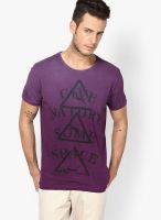 Forca By Lifestyle Purple Round Neck T-Shirts