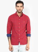 Forca By Lifestyle Red Slim Fit Casual Shirt