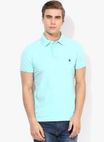 French Connection Aqua Blue Regular Fit Polo T-Shirt