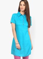 G Aqua Blue Solid Kurtis