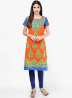 G Orange Solid Kurta