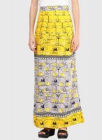 Global Desi Yellow Flared Skirt