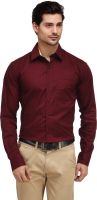 Hancock Men's Solid Formal Maroon Shirt