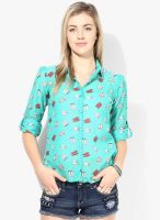 Honey By Pantaloons Aqua Blue Printed Shirt