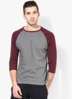 Incult Grey Contrast Full Sleeves Round Neck T-Shirt