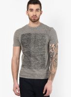 Incult Grey Printed Round Neck T-Shirts