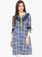 Indidori Blue Printed Kurta