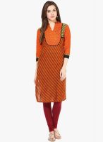 Indidori Orange Printed Kurtis & Kurtas