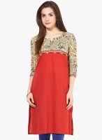 Indidori Red Printed Kurti