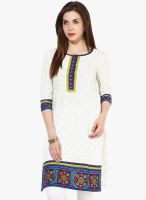 Indidori White Printed Kurtis & Kurtas