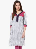 Indidori White Printed Kurtis & Kurtas