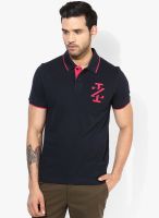 Izod Navy Blue Solid Polo T-Shirt