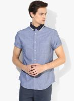 Jack & Jones Blue Solid Slim Fit Casual Shirt