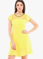 Kazo Yellow Colored Solid Shift Dres
