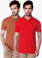 Lucfashion Pack Of 2 Multicoloured Solid Polo T-Shirt