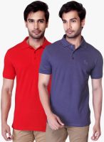 Lucfashion Pack Of 2 Multicoloured Solid Polo T-Shirt