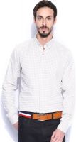 Mast & Harbour Men's Checkered Formal White Shirt