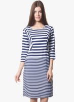 Meira White Colored Striped Shift Dress