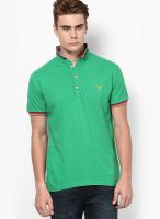 Monteil & Munero Green Solid Polo T-Shirts