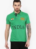 Monteil & Munero Green Solid Polo T-Shirts