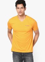 Monteil & Munero Yellow Solid V Neck T-Shirts