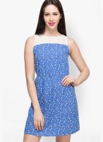 Oxolloxo Blue Colored Printed Shift Dress