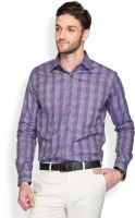 Park Avenue Men's Checkered Formal Purple Shirt