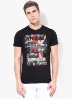 Pepe Jeans Black Printed Round Neck T-Shirt