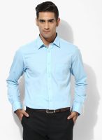 Peter England Blue Solid Regular Fit Formal Shirt