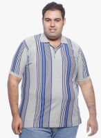 Pluss Multicoloured Striped Polo TShirt