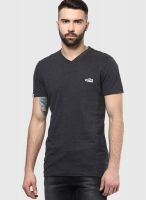 Puma Dark Grey Solid V Neck T-Shirts