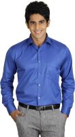 Qpark Men's Solid Formal Blue Shirt