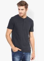 Quiksilver Dark Grey Solid Henley T-Shirt