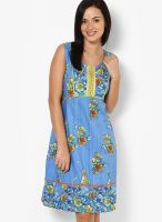 Rain & Rainbow Cotton Blue Dress