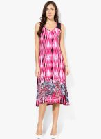 Rain & Rainbow Fuchsia Colored Printed Shift Dress