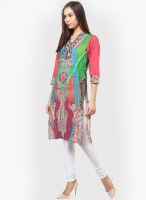 Rain & Rainbow Green Cotton Kurta