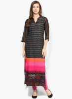 Raindrops Black Colored Printed Kurti