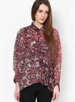 Raindrops Maroon Printed Shirt