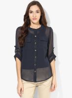 Raindrops Dark Grey Solid Georgette Shirt