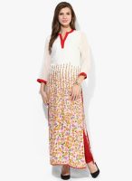 Raindrops Off White Printed Kurti