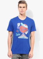 Reebok Monsieur Omni Pump Blue Round Neck T-Shirt